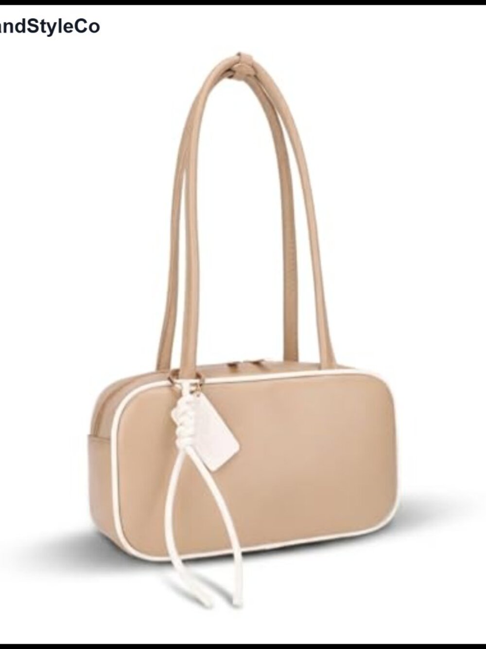 Women's Vegan Leather Baguette Shoulder Bag with Detachable Charm Keychain